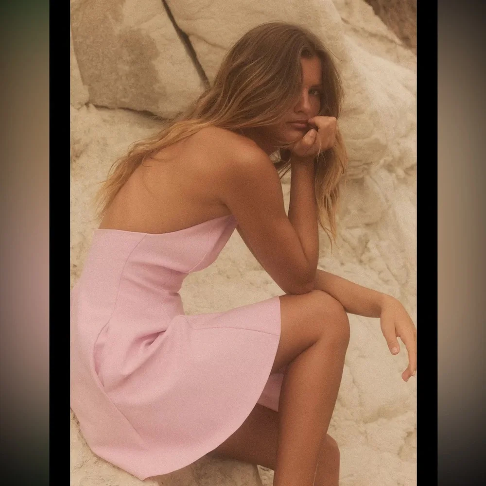 Zara short halter dress with godets, pastel pink - Picture 11 of 15